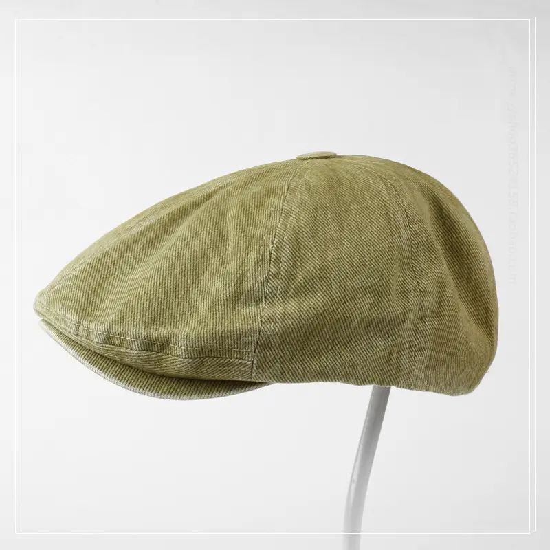Washed Denim Cotton Octagonal Cap Forward Vintage Cap — feature 3
