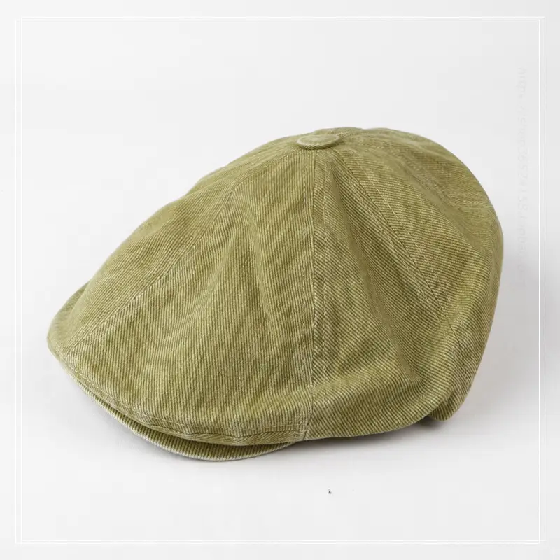 Washed Denim Cotton Octagonal Cap Forward Vintage Cap — feature 5