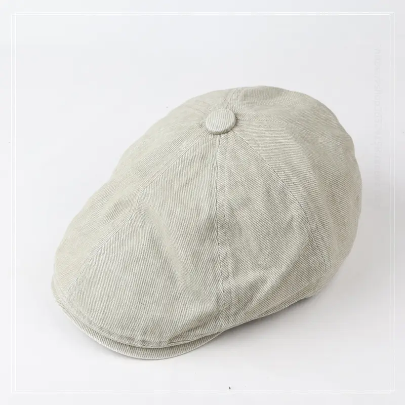 Washed Denim Cotton Octagonal Cap Forward Vintage Cap — feature 8