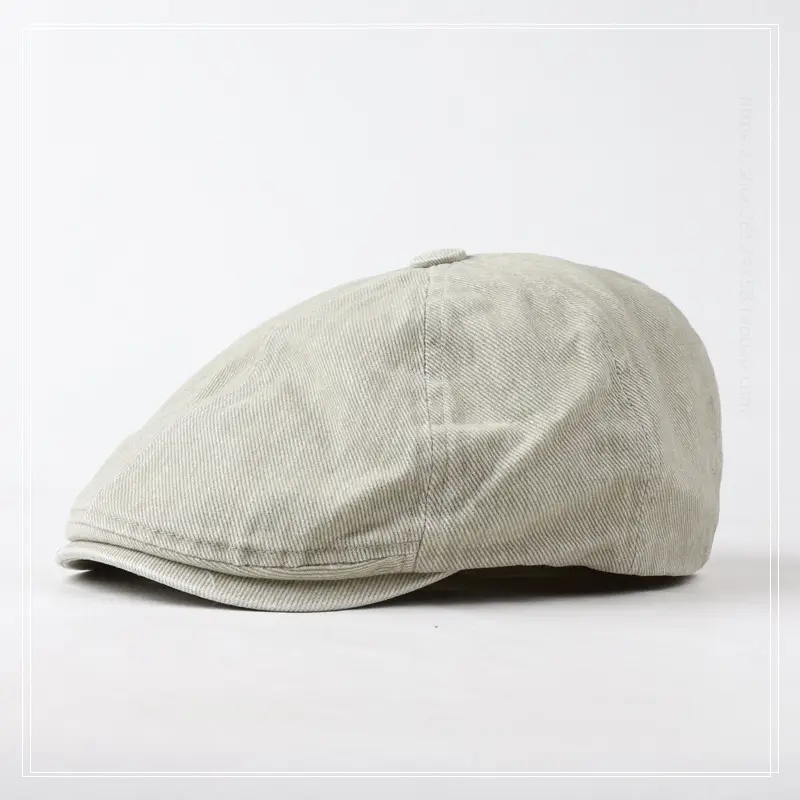 Washed Denim Cotton Octagonal Cap Forward Vintage Cap — feature 9