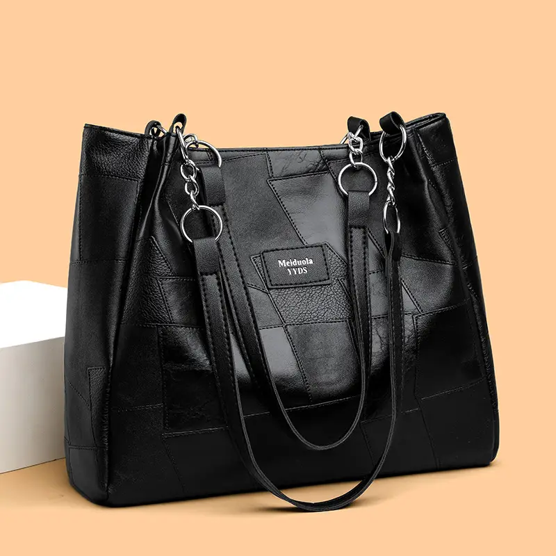 Black Crossbody Tote Bag for Women with Vintage Work - Image 4