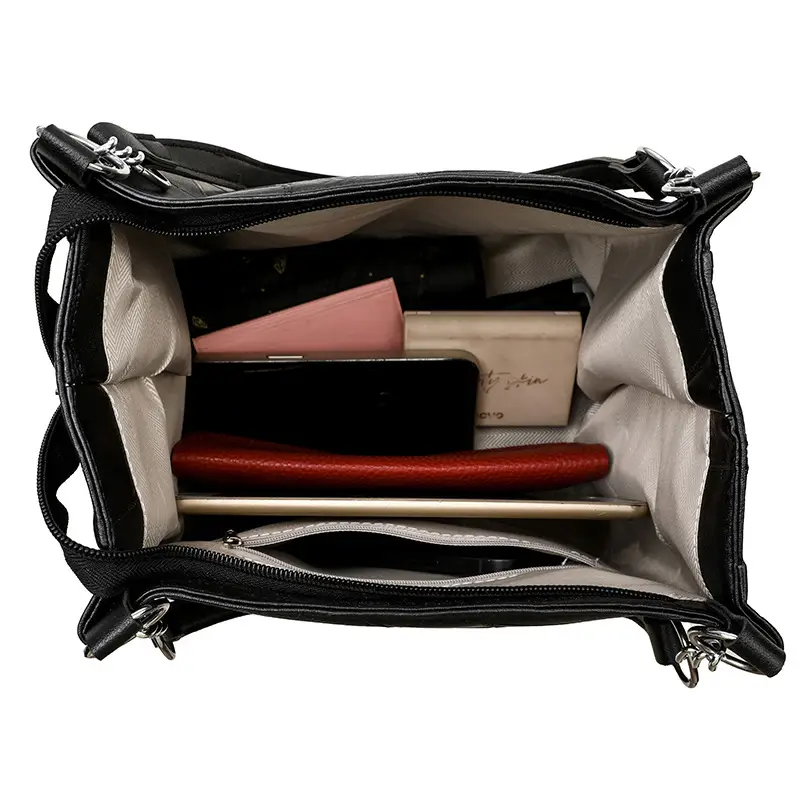 Black Crossbody Tote Bag for Women with Vintage Work - Image 6