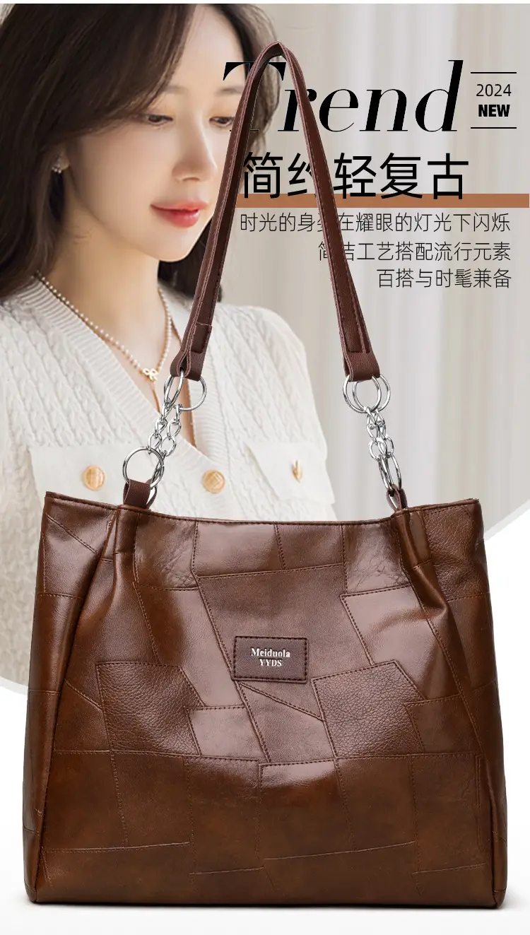 Black Crossbody Tote Bag for Women with Vintage Work — feature 2