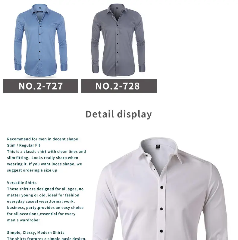 Men Long Sleeve Button Down Business Shirt Light Lavender — feature 7
