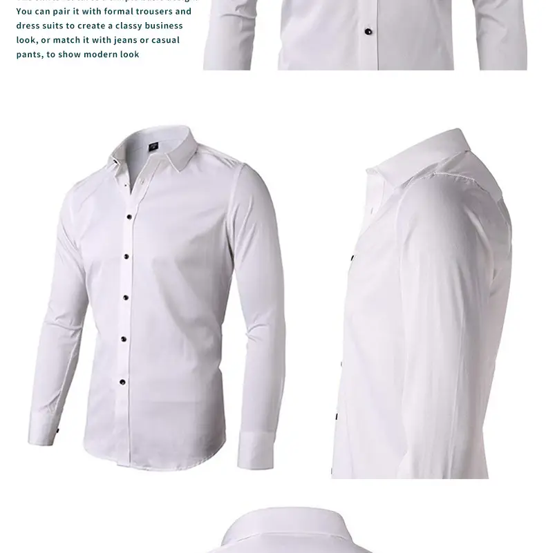 Men Long Sleeve Button Down Business Shirt Light Lavender — feature 8
