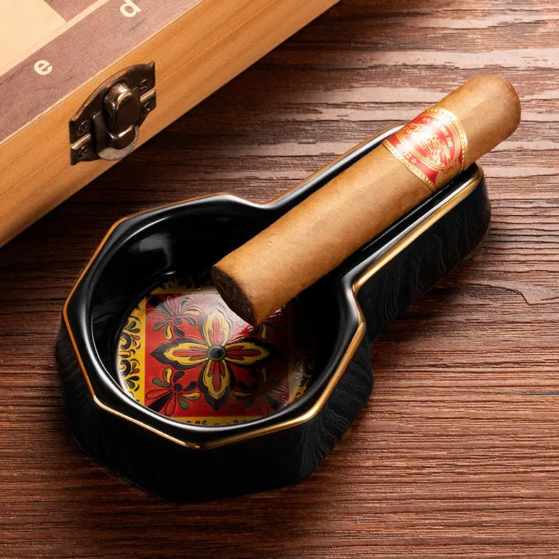 Eggplant Dragon Cigar Ashtray Ceramic Painted Personalized European Large Caliber Single Convenient Cigar Ashtray