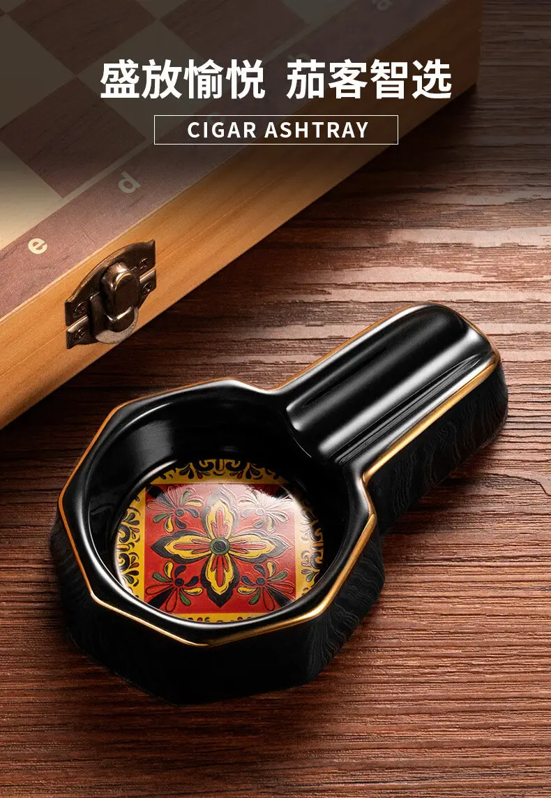 Eggplant Dragon Cigar Ashtray Ceramic Painted Personalized European Large Caliber Single Convenient Cigar Ashtray — feature 1