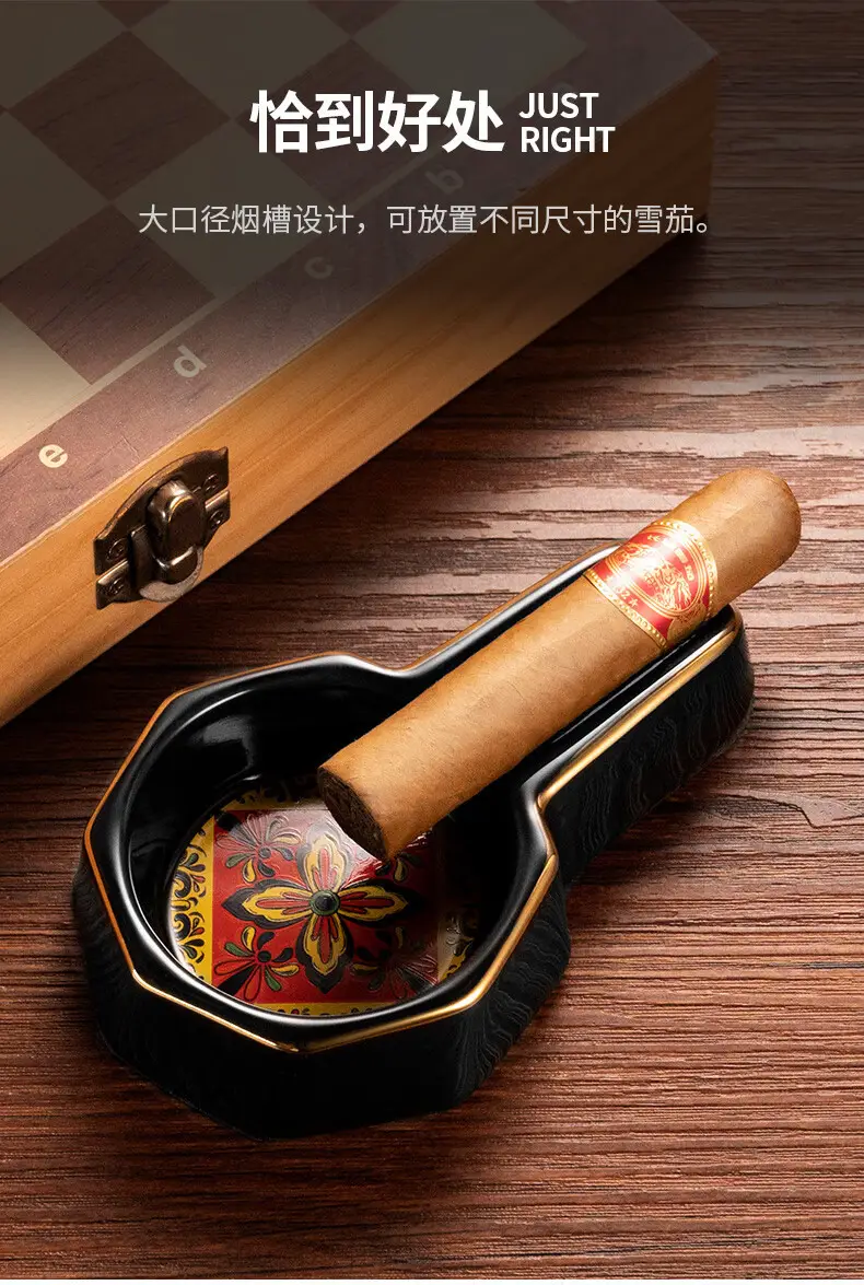 Eggplant Dragon Cigar Ashtray Ceramic Painted Personalized European Large Caliber Single Convenient Cigar Ashtray — feature 3