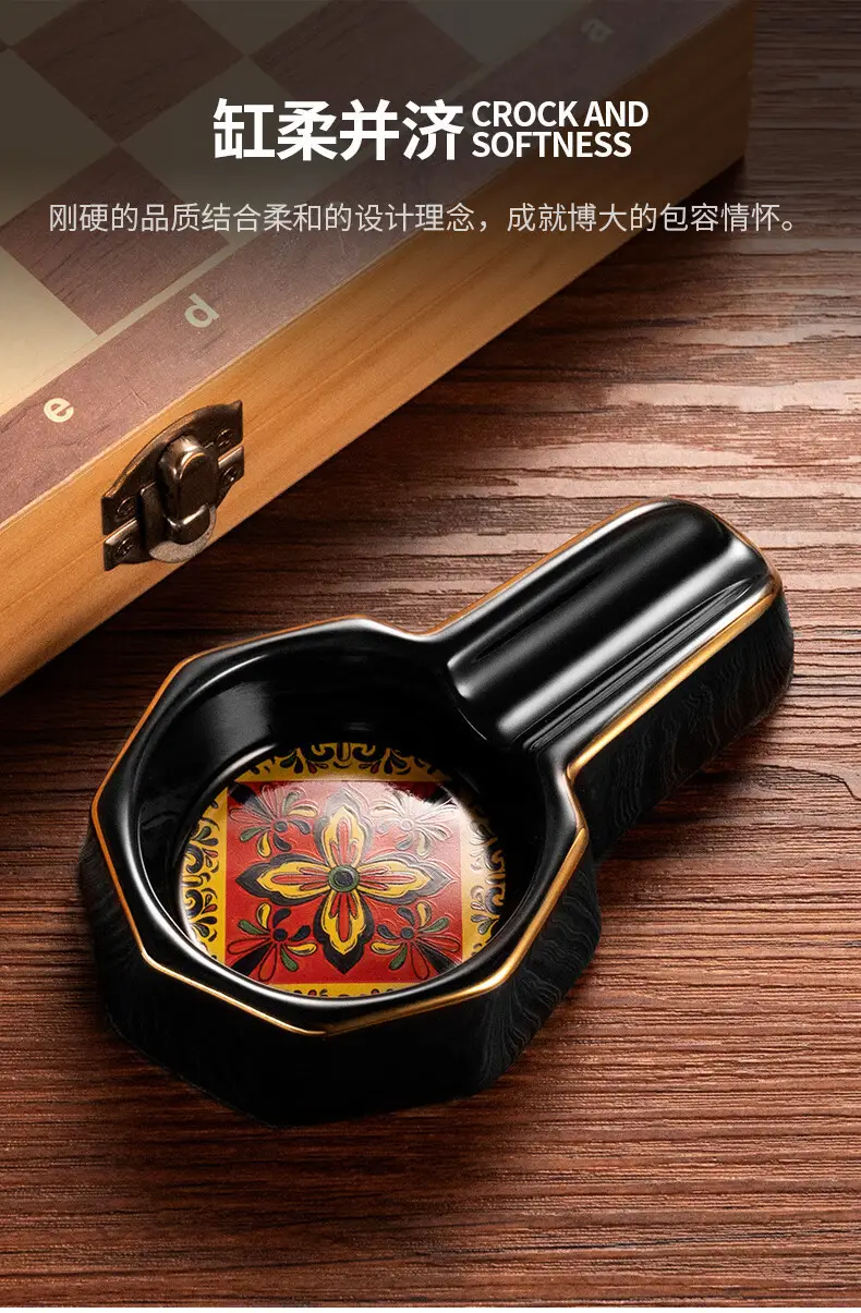 Eggplant Dragon Cigar Ashtray Ceramic Painted Personalized European Large Caliber Single Convenient Cigar Ashtray — feature 5