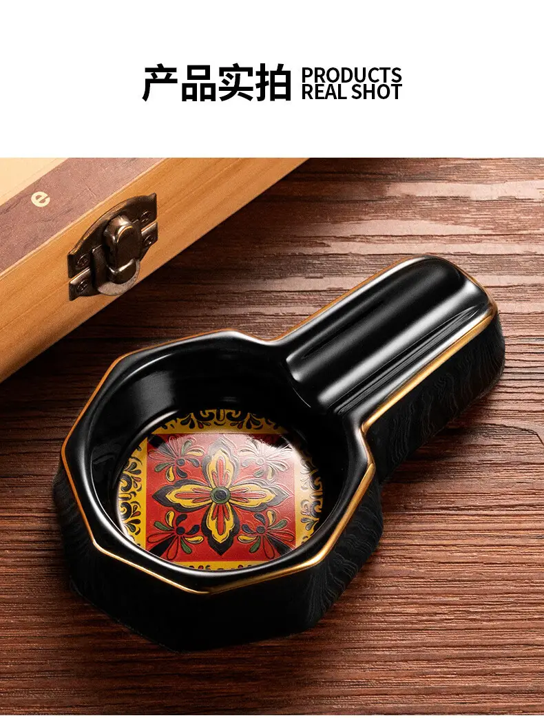 Eggplant Dragon Cigar Ashtray Ceramic Painted Personalized European Large Caliber Single Convenient Cigar Ashtray — feature 8