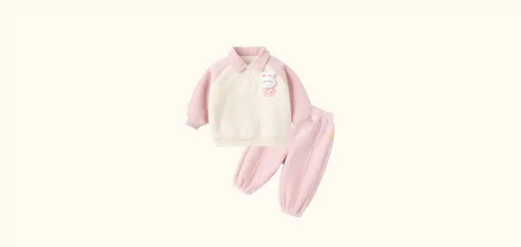 Dudu Children's Beige Fleece Pants with Bear Embroidery — feature 12