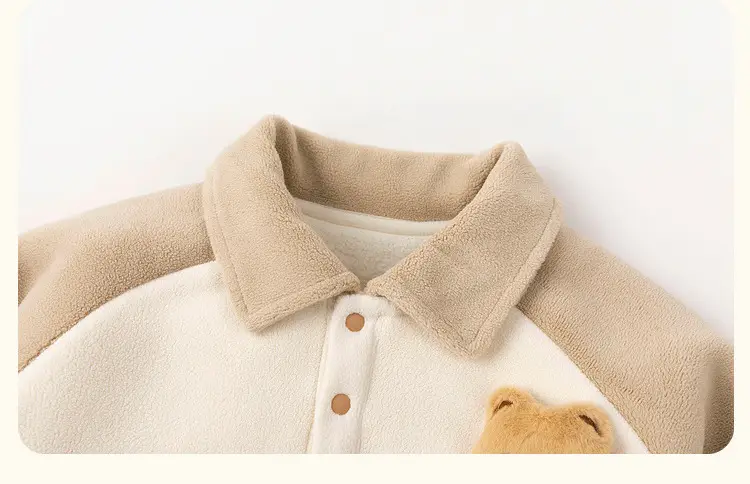 Dudu Children's Beige Fleece Pants with Bear Embroidery — feature 24