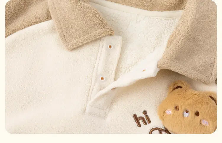 Dudu Children's Beige Fleece Pants with Bear Embroidery — feature 25