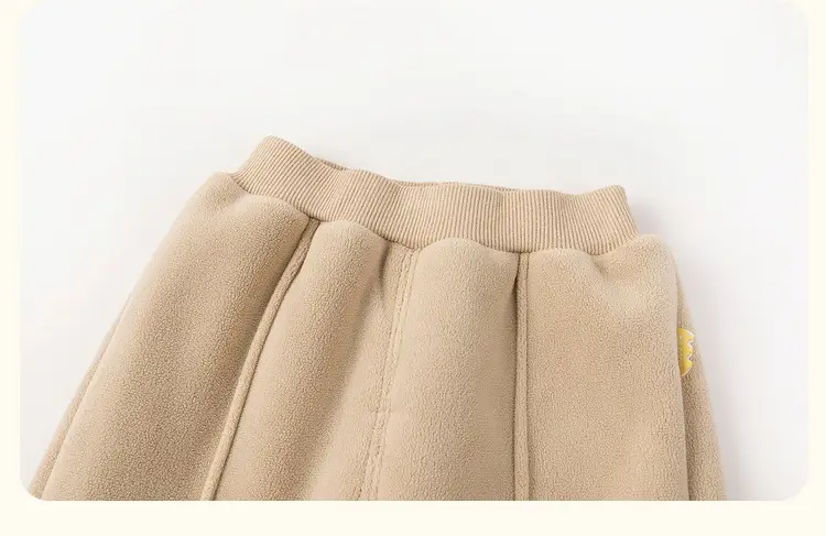 Dudu Children's Beige Fleece Pants with Bear Embroidery — feature 30
