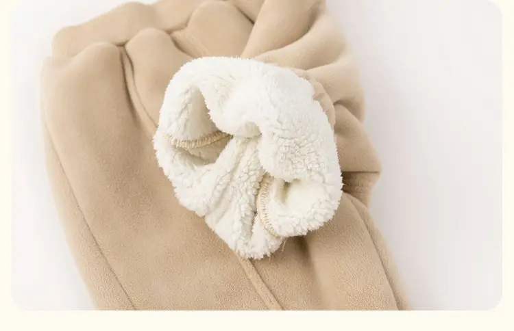 Dudu Children's Beige Fleece Pants with Bear Embroidery — feature 33