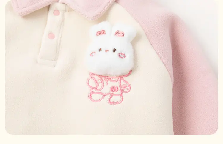 Dudu Children's Beige Fleece Pants with Bear Embroidery — feature 34
