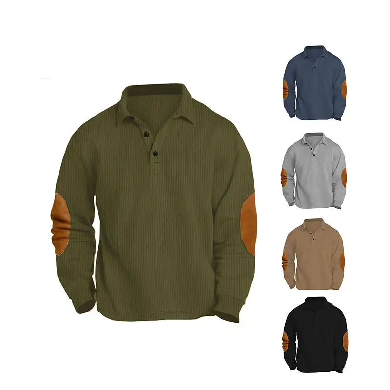 Men's Long Sleeve Polo Shirt Navy Blue Collar 2026 - Image 9