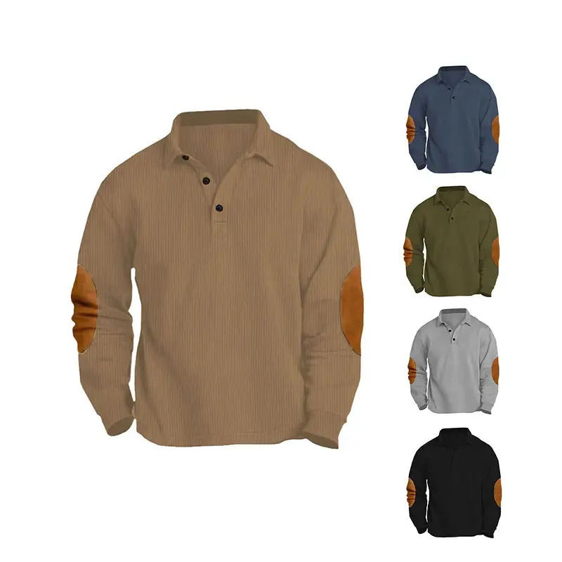Men's Long Sleeve Polo Shirt Navy Blue Collar 2026 - Image 10