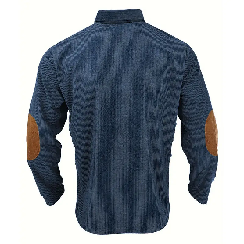Men's Long Sleeve Polo Shirt Navy Blue Collar 2026 — feature 4