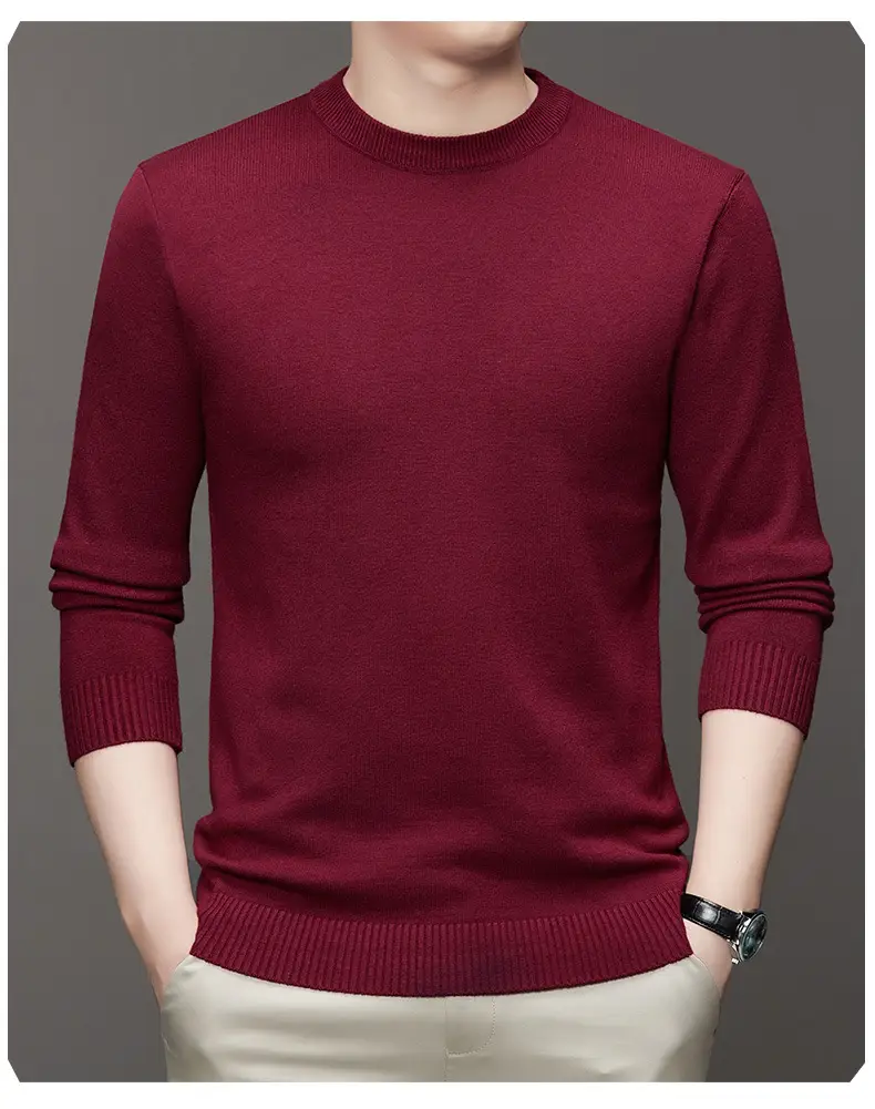 Men's Maroon Knitted Long Sleeve Sweater 2025 — feature 18