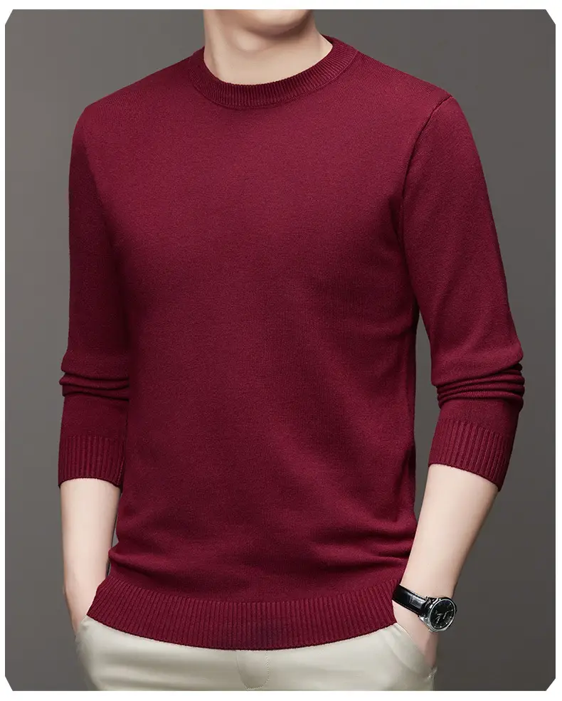 Men's Maroon Knitted Long Sleeve Sweater 2025 — feature 19