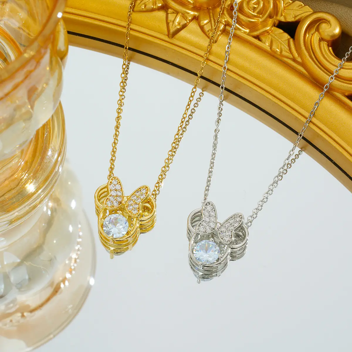 Gold Plated Bow Pearl Necklace for Women - Image 188