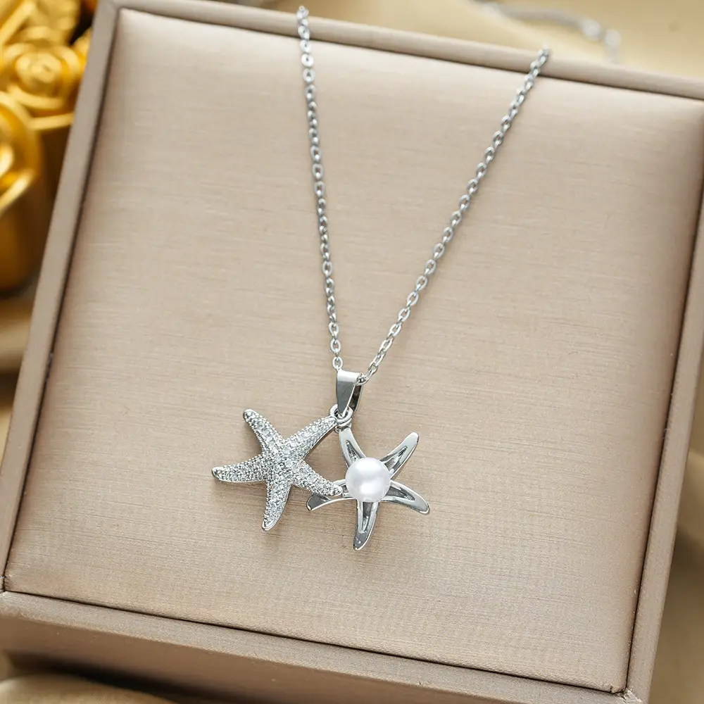 Gold Plated Bow Pearl Necklace for Women - Image 99