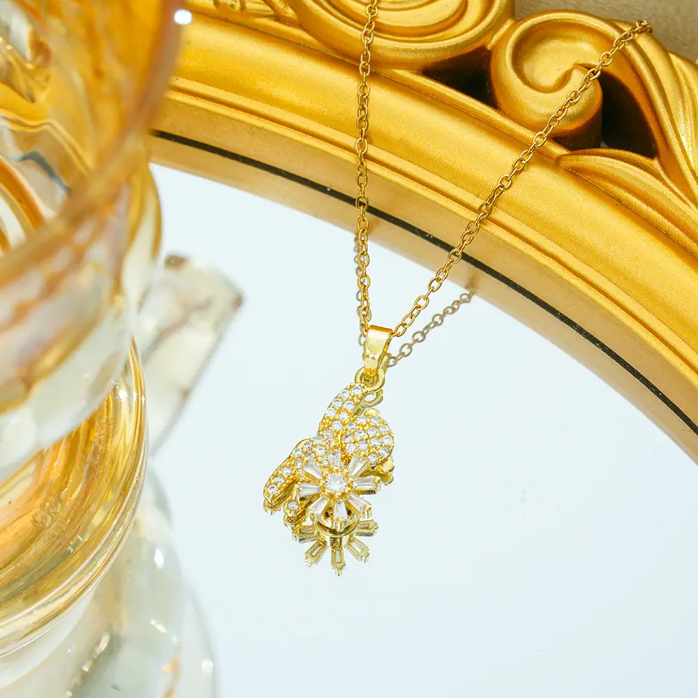 Gold Plated Bow Pearl Necklace for Women - Image 12