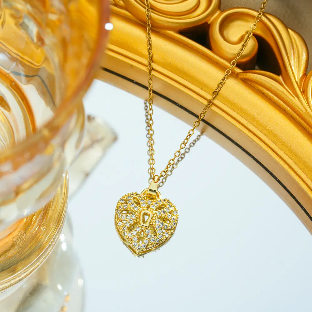 Gold Plated Bow Pearl Necklace for Women - Image 14
