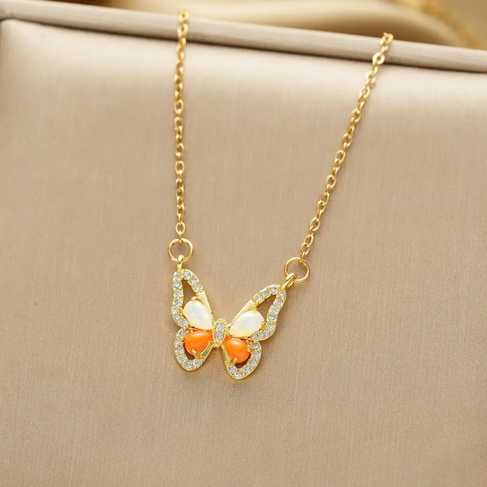 Gold Plated Bow Pearl Necklace for Women - Image 146