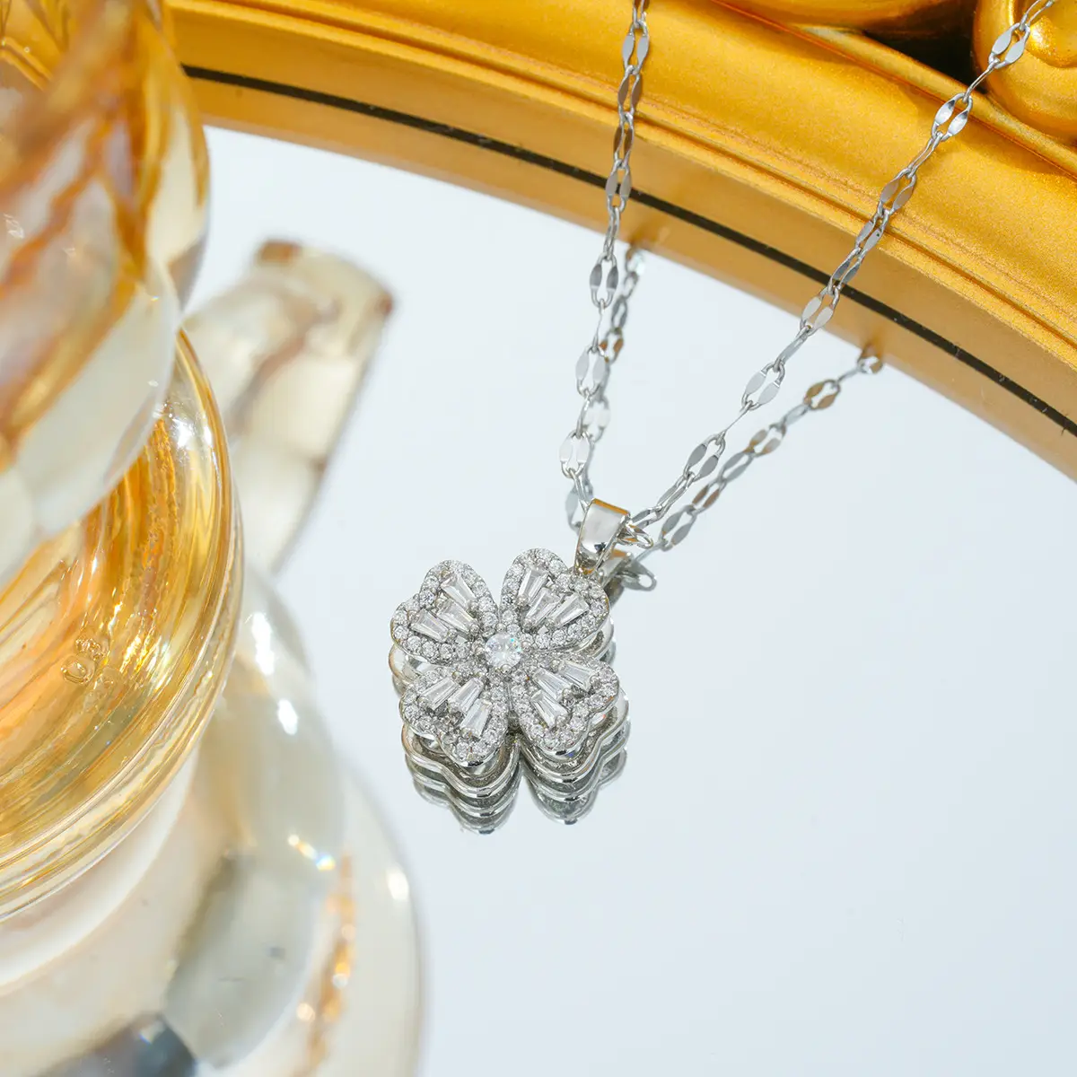Gold Plated Bow Pearl Necklace for Women - Image 25