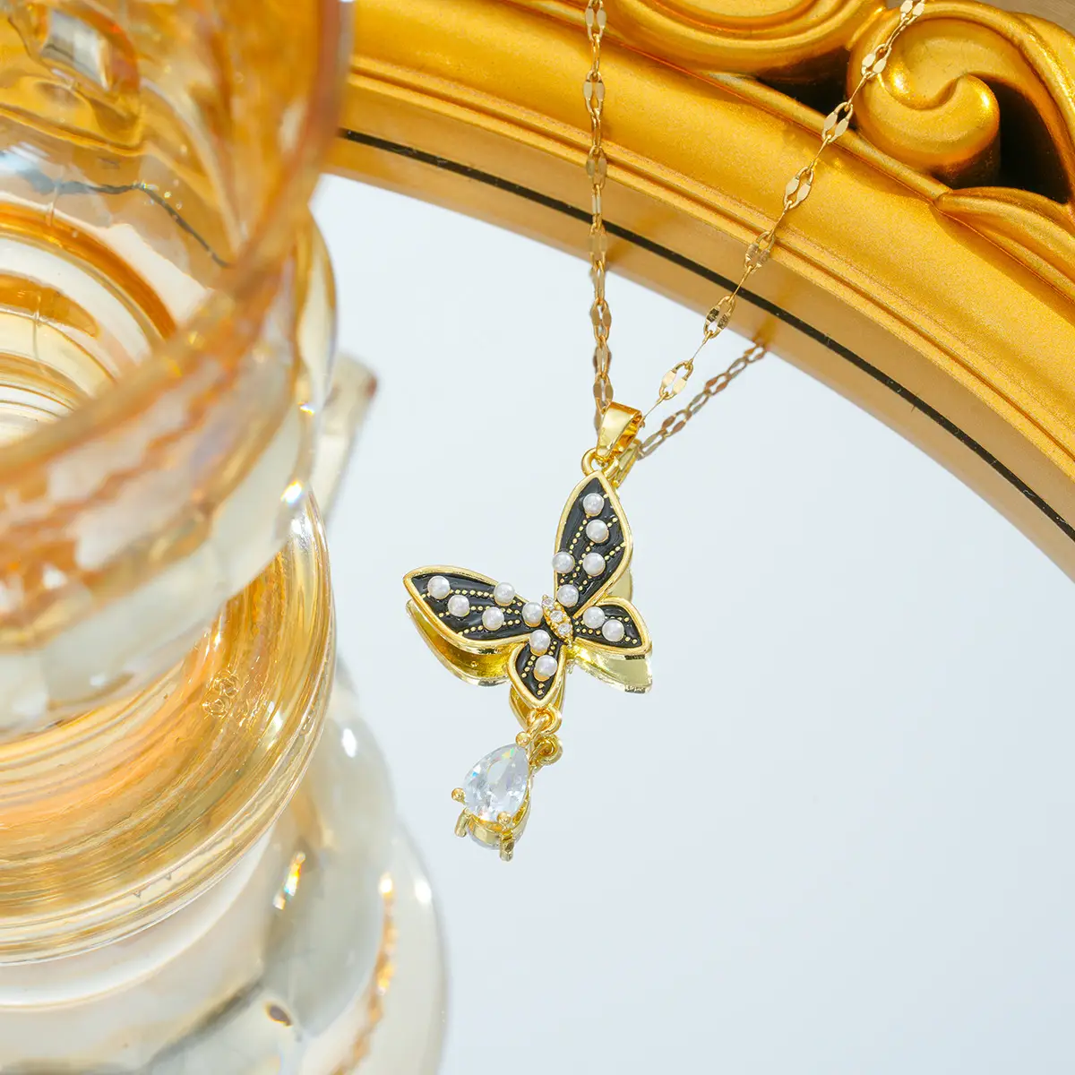 Gold Plated Bow Pearl Necklace for Women - Image 30