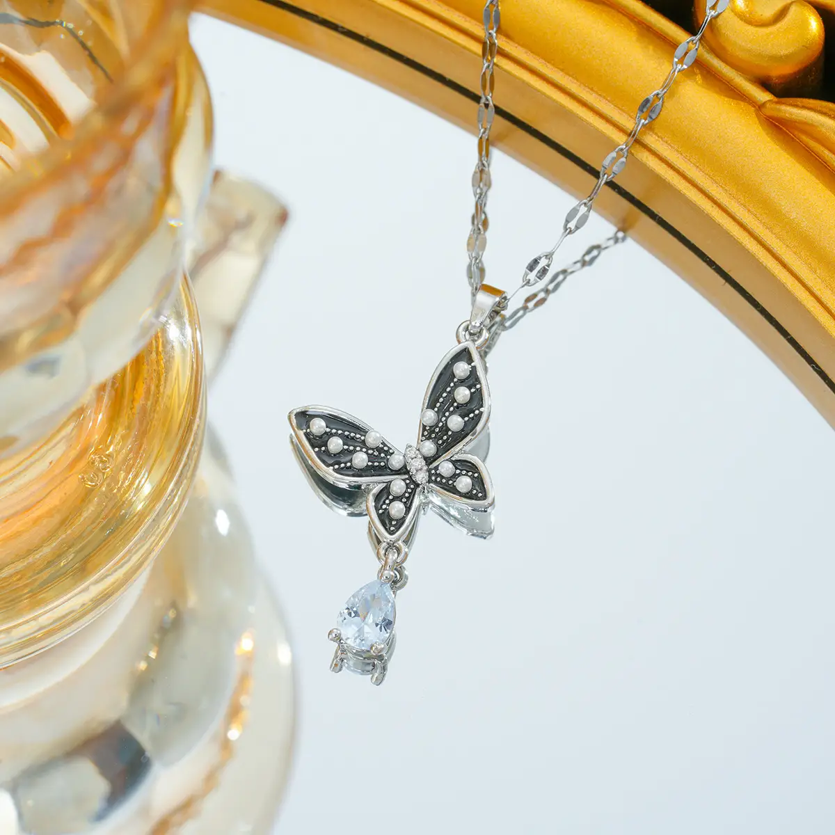Gold Plated Bow Pearl Necklace for Women - Image 31