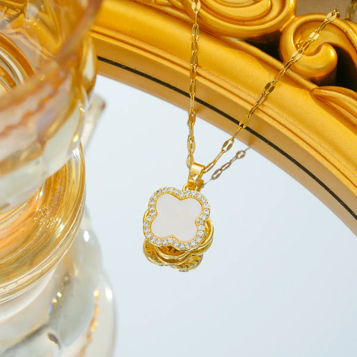 Gold Plated Bow Pearl Necklace for Women - Image 49