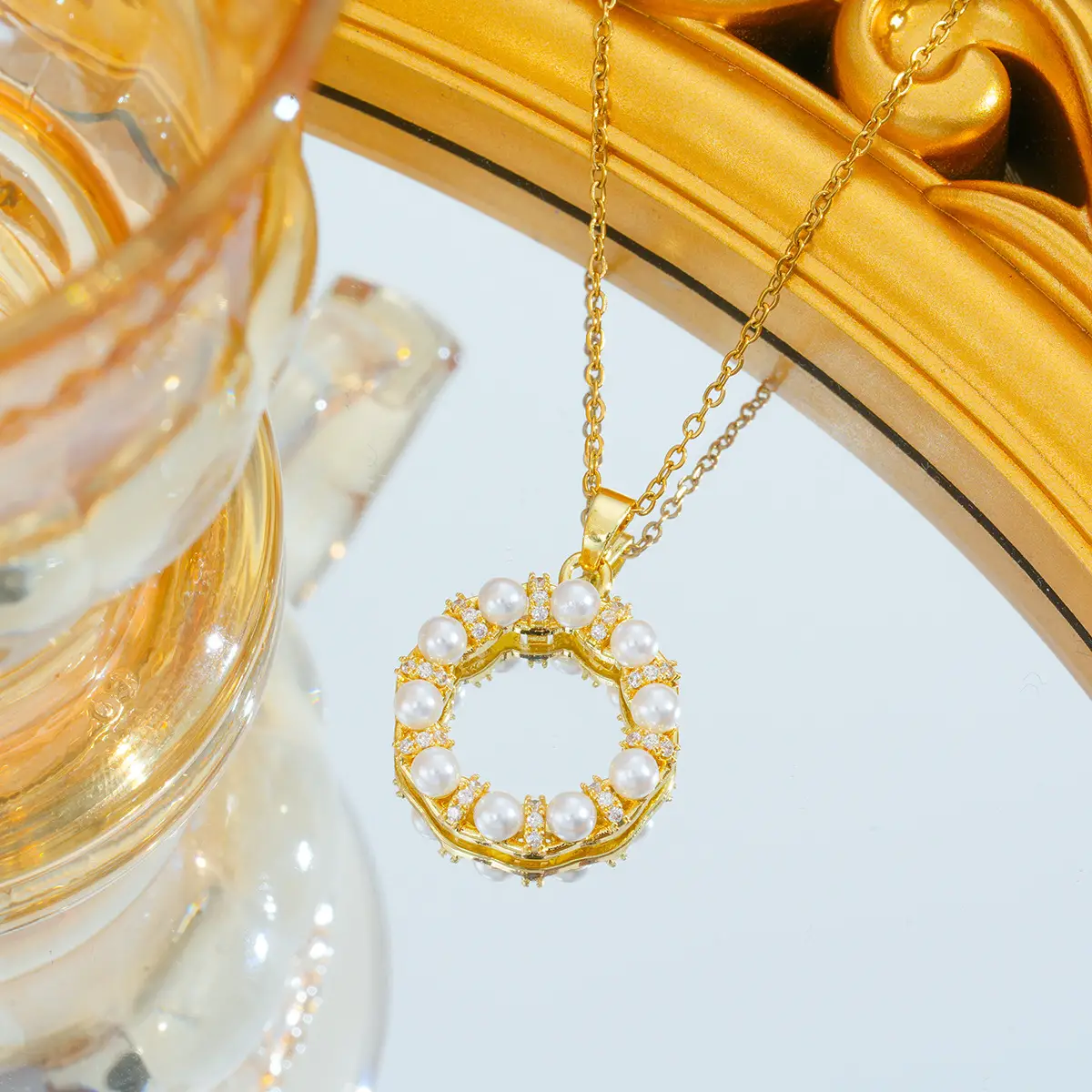 Gold Plated Bow Pearl Necklace for Women - Image 76
