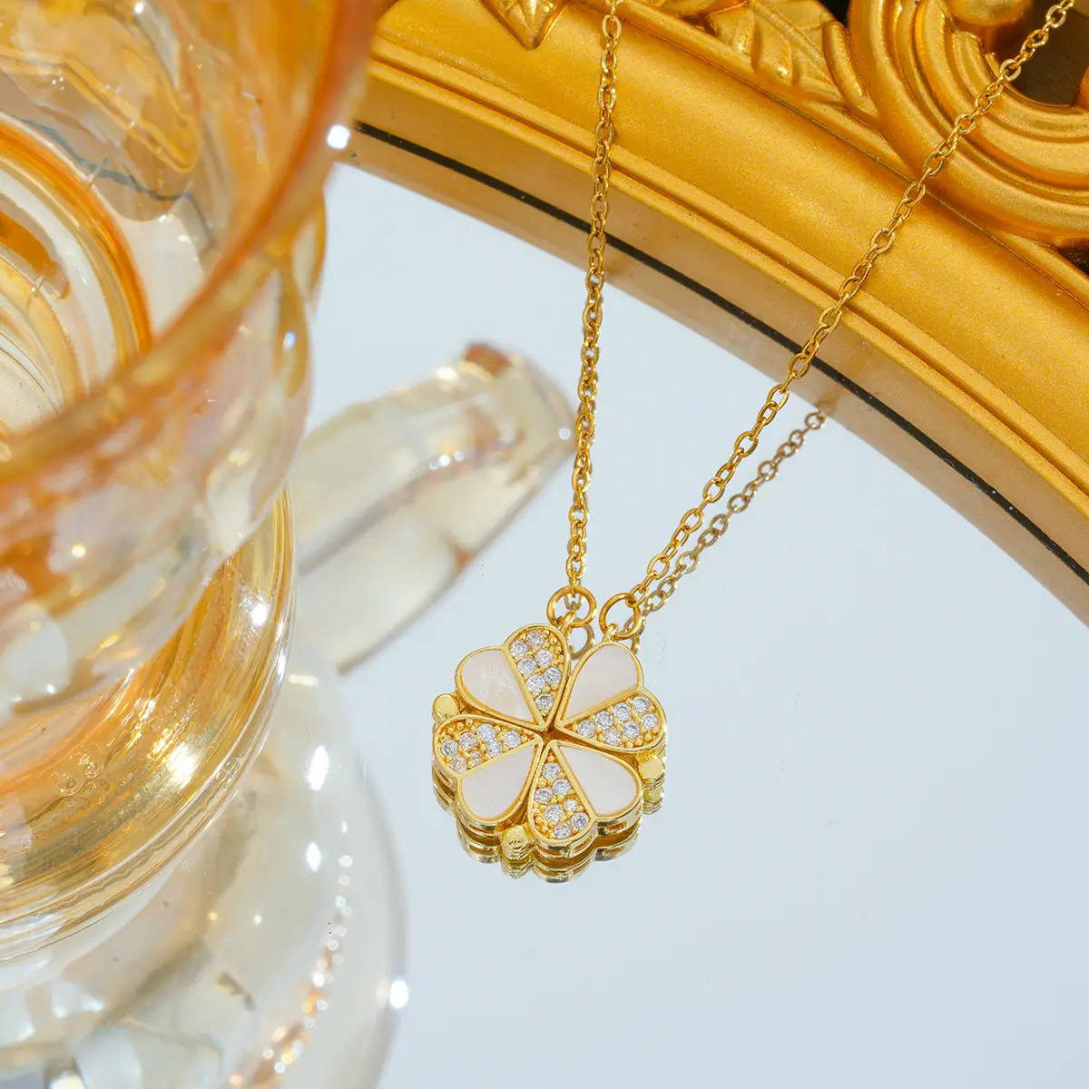 Gold Plated Bow Pearl Necklace for Women - Image 82
