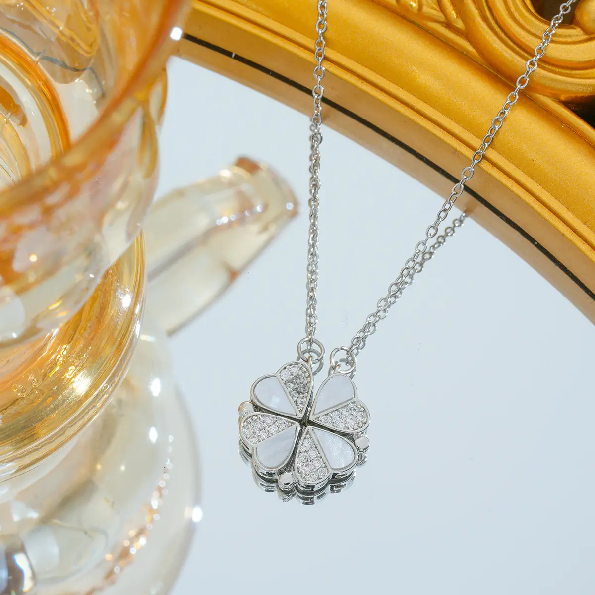 Gold Plated Bow Pearl Necklace for Women - Image 83