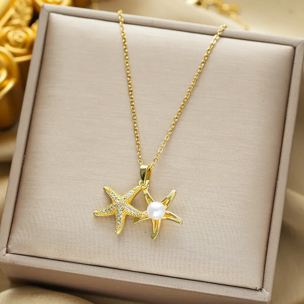 Gold Plated Bow Pearl Necklace for Women - Image 98