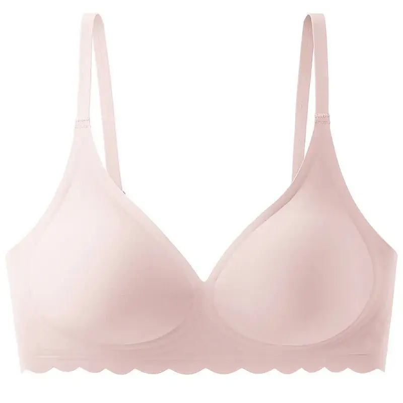 Black Seamless Push-Up Bra with Wavy Edge - Image 2