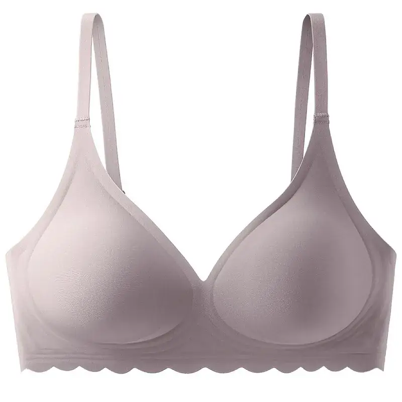 Black Seamless Push-Up Bra with Wavy Edge - Image 3