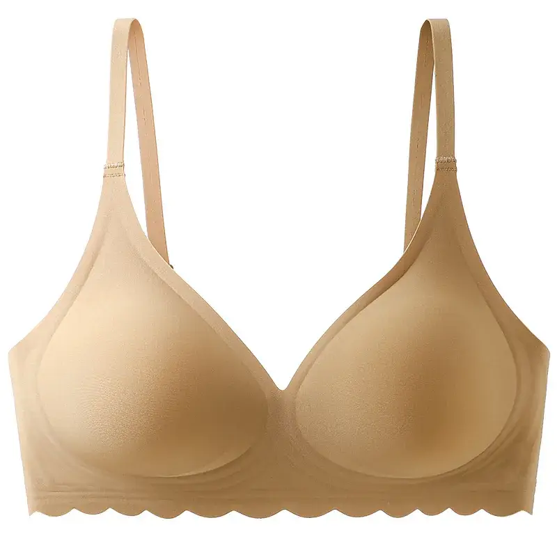 Black Seamless Push-Up Bra with Wavy Edge - Image 4