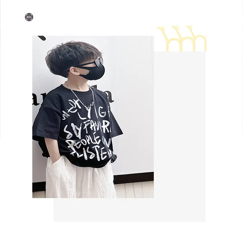 Boys T-Shirt Black Graphic 2025 Summer Wear — feature 10