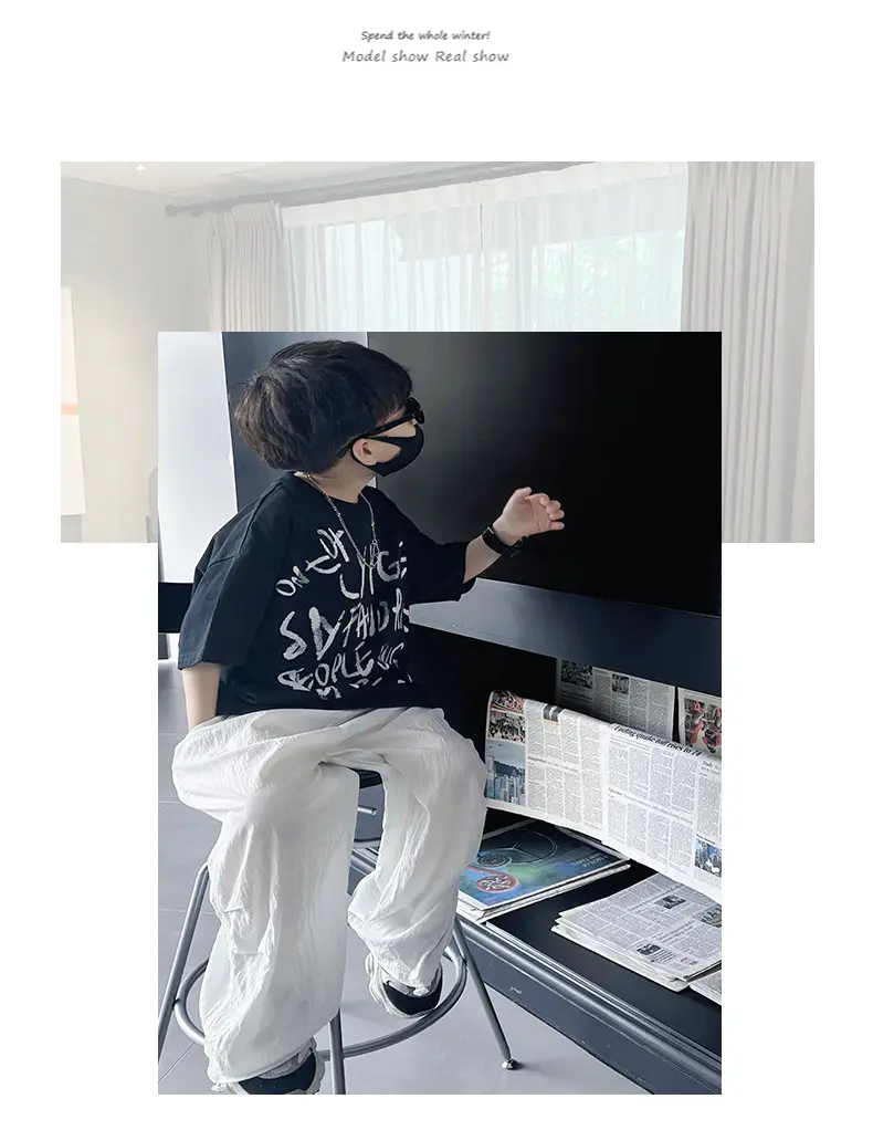 Boys T-Shirt Black Graphic 2025 Summer Wear — feature 11