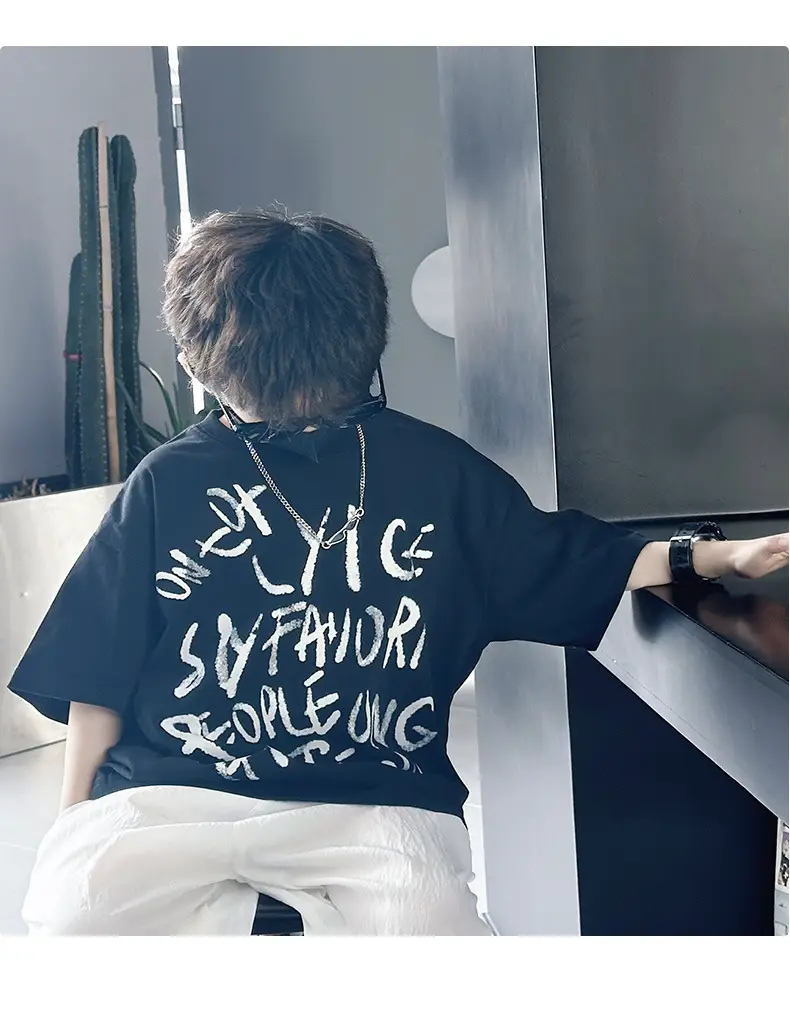 Boys T-Shirt Black Graphic 2025 Summer Wear — feature 13