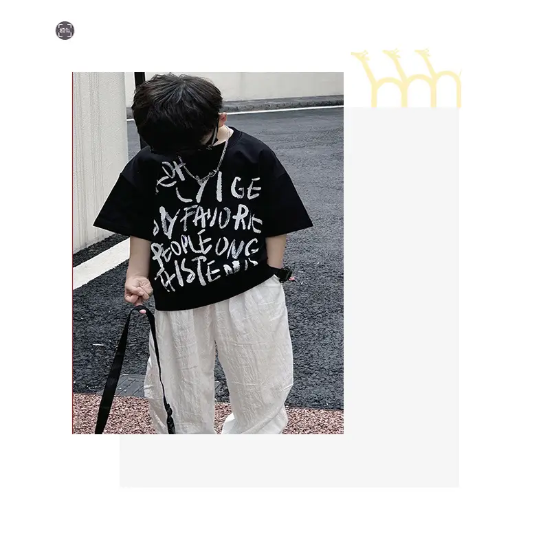 Boys T-Shirt Black Graphic 2025 Summer Wear — feature 14