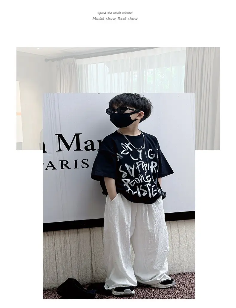 Boys T-Shirt Black Graphic 2025 Summer Wear — feature 15