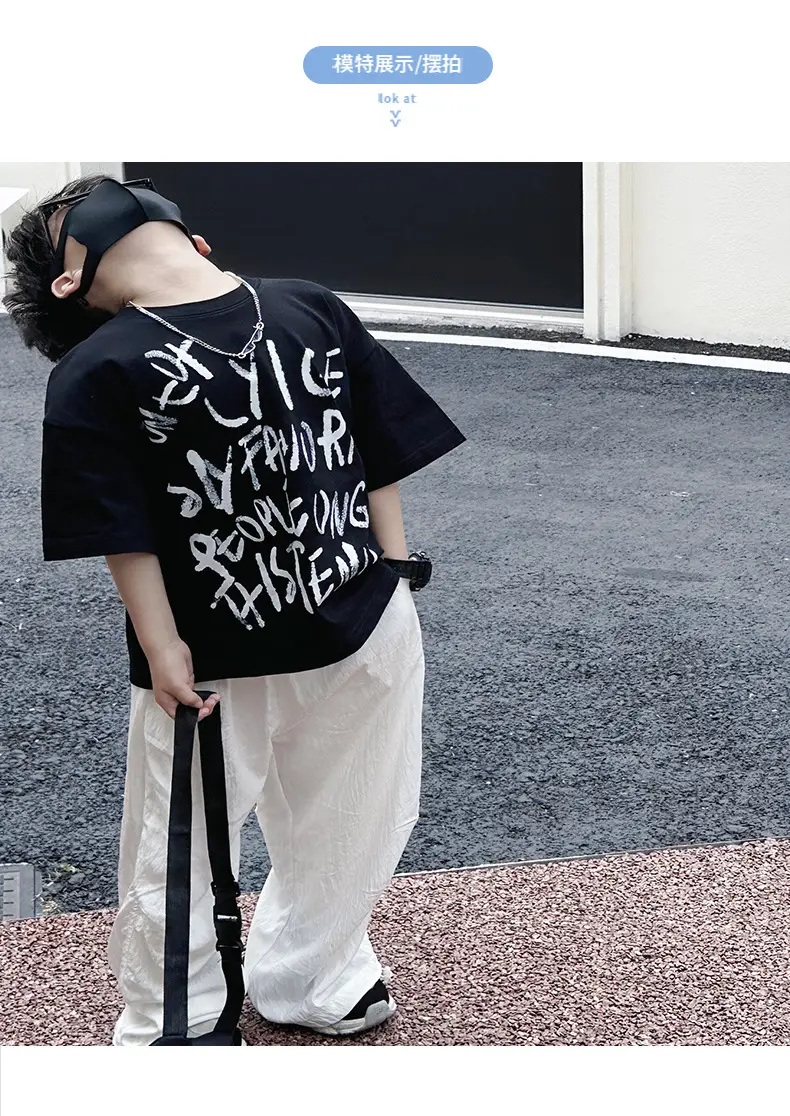Boys T-Shirt Black Graphic 2025 Summer Wear — feature 7