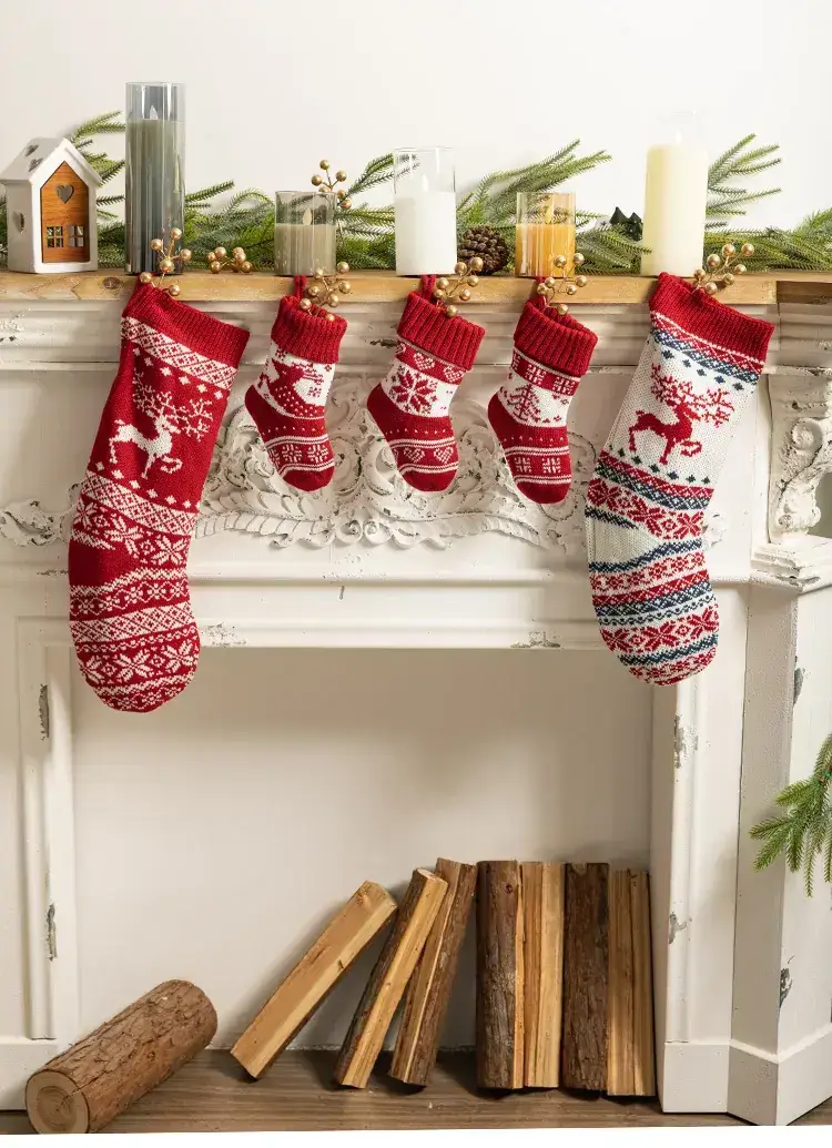 Red Knitted Christmas Stockings for Home Decor — feature 1