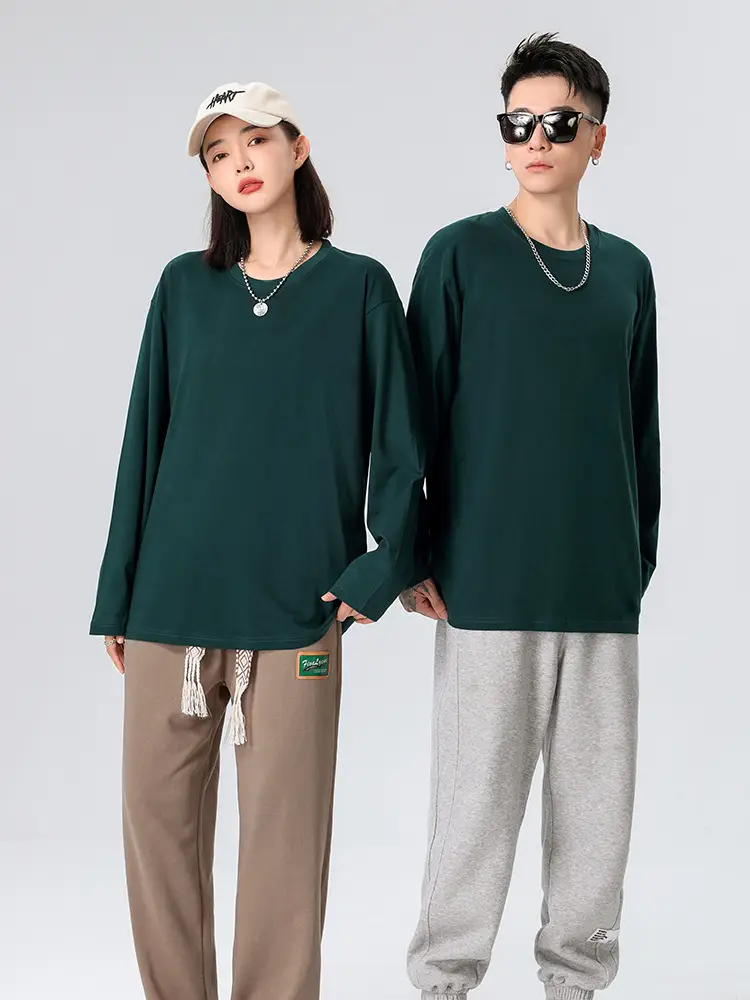 220g Cotton Long Sleeve Round Neck T-Shirt - Image 14