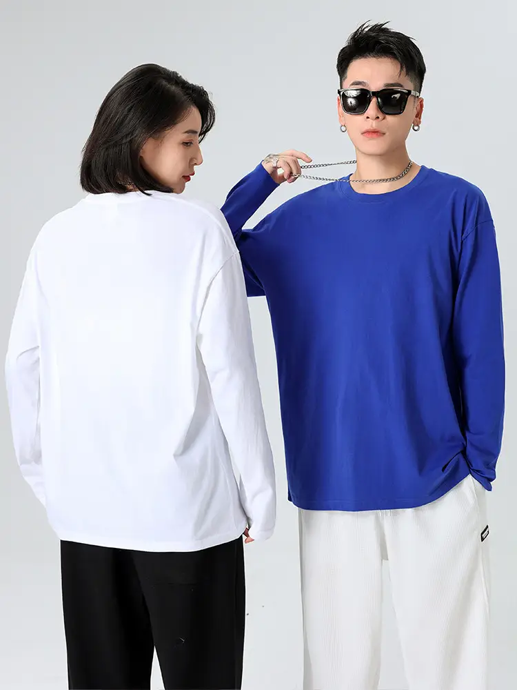 220g Cotton Long Sleeve Round Neck T-Shirt - Image 15